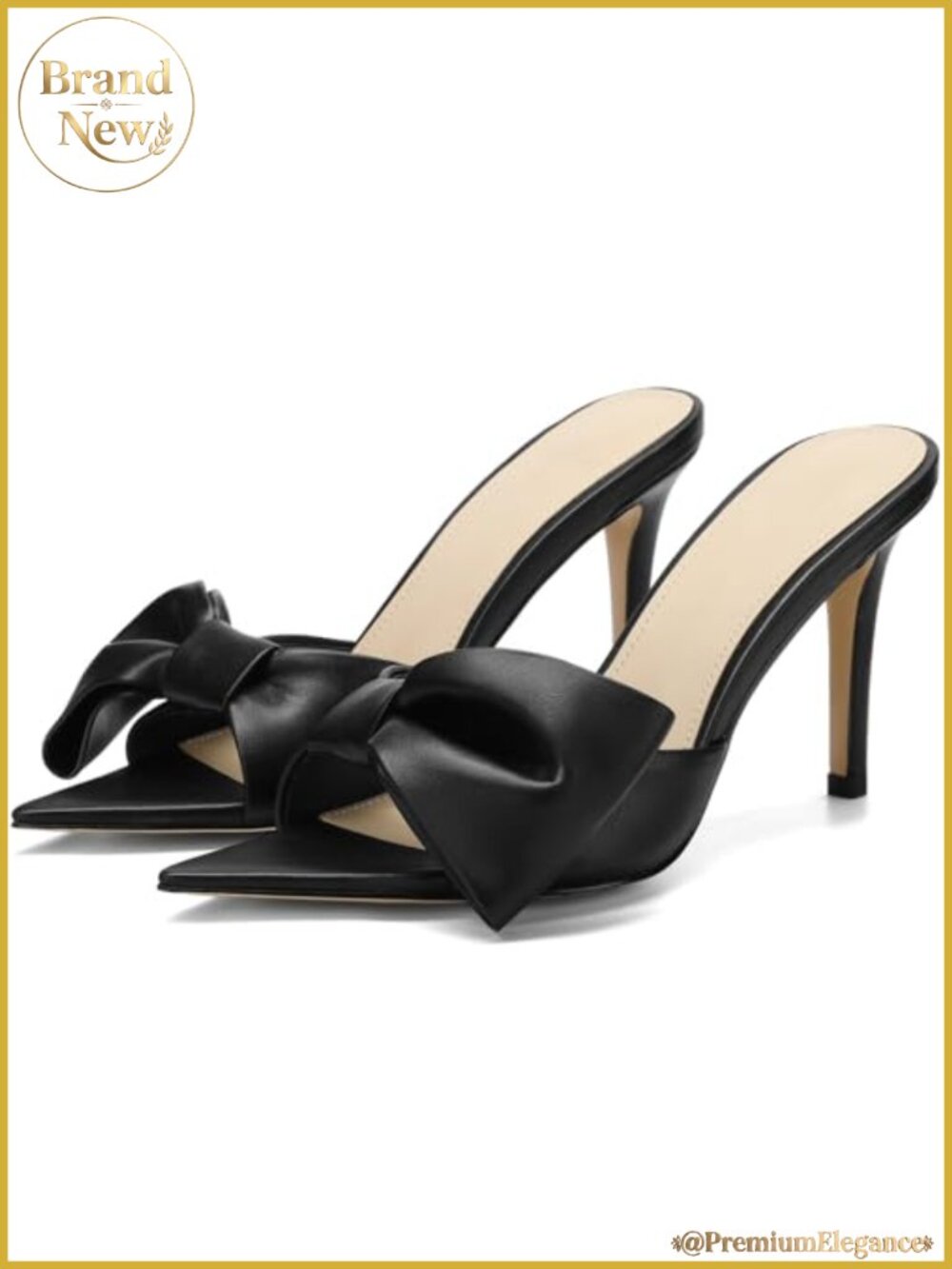 Women's Pointed Open Toe Heels With Bow Sexy High Kitten Heels Summer Slip on